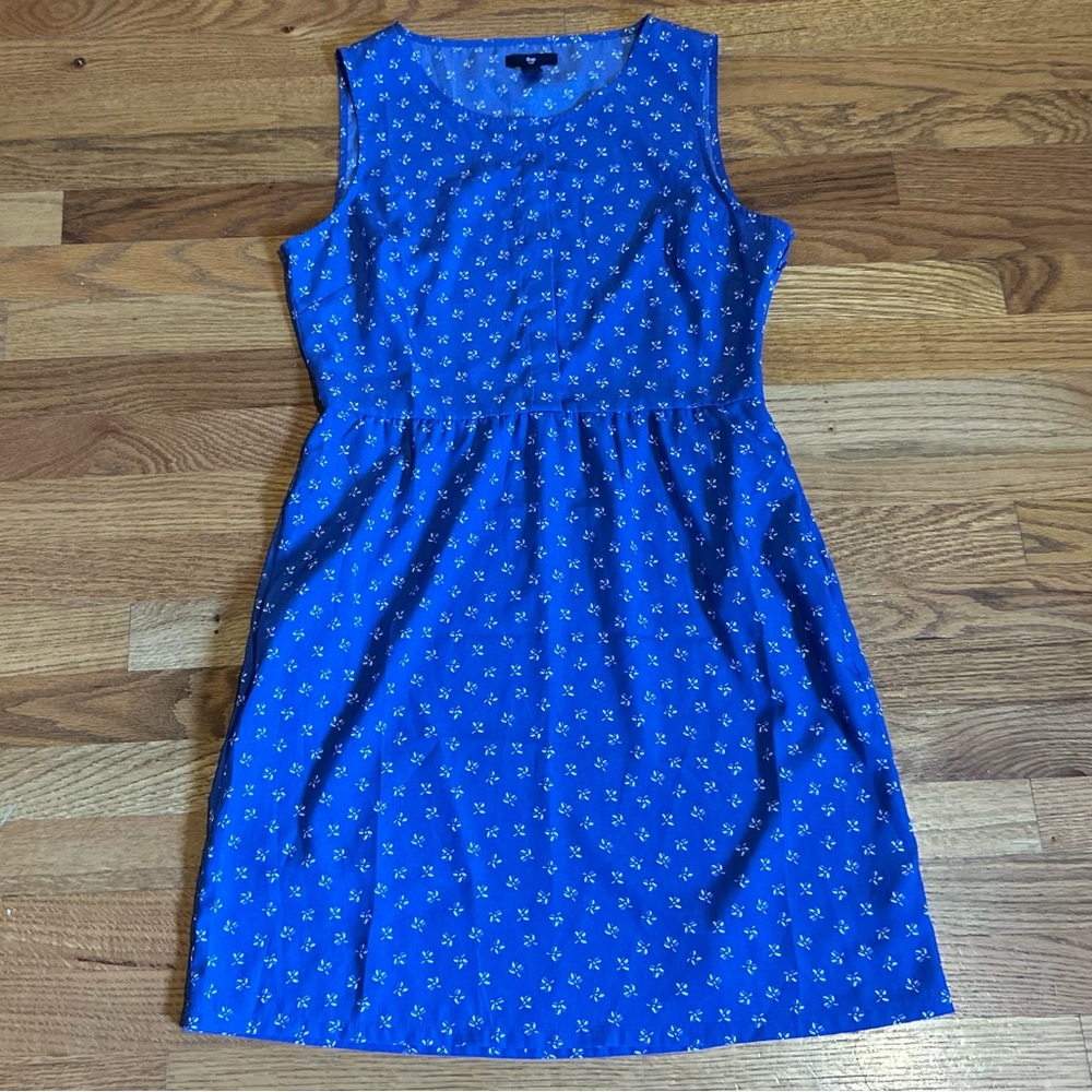 GAP Dress A-Line 10 Blue Floral Summer Garden Party Breezy